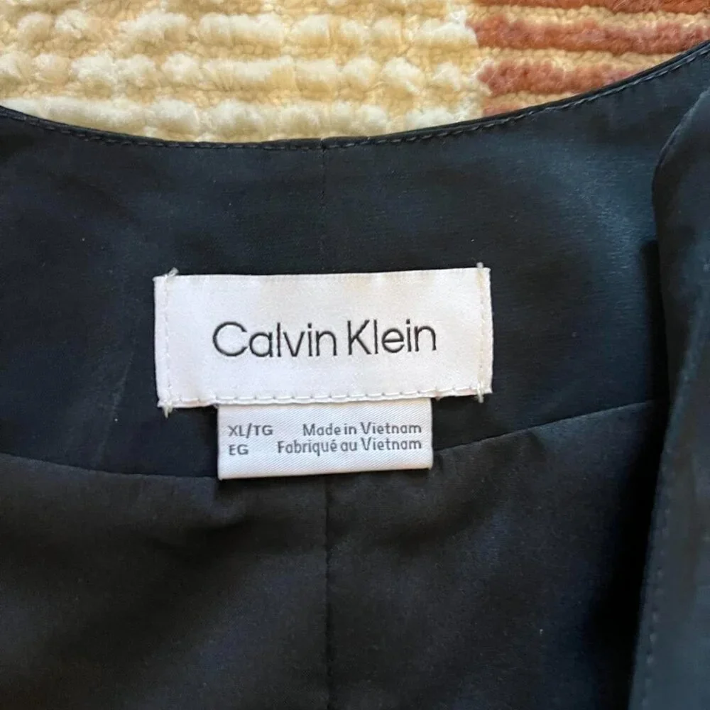 Calvin Klein Minimalist Black Spaghetti Strap Scoop Neck Maxi Slip Dress